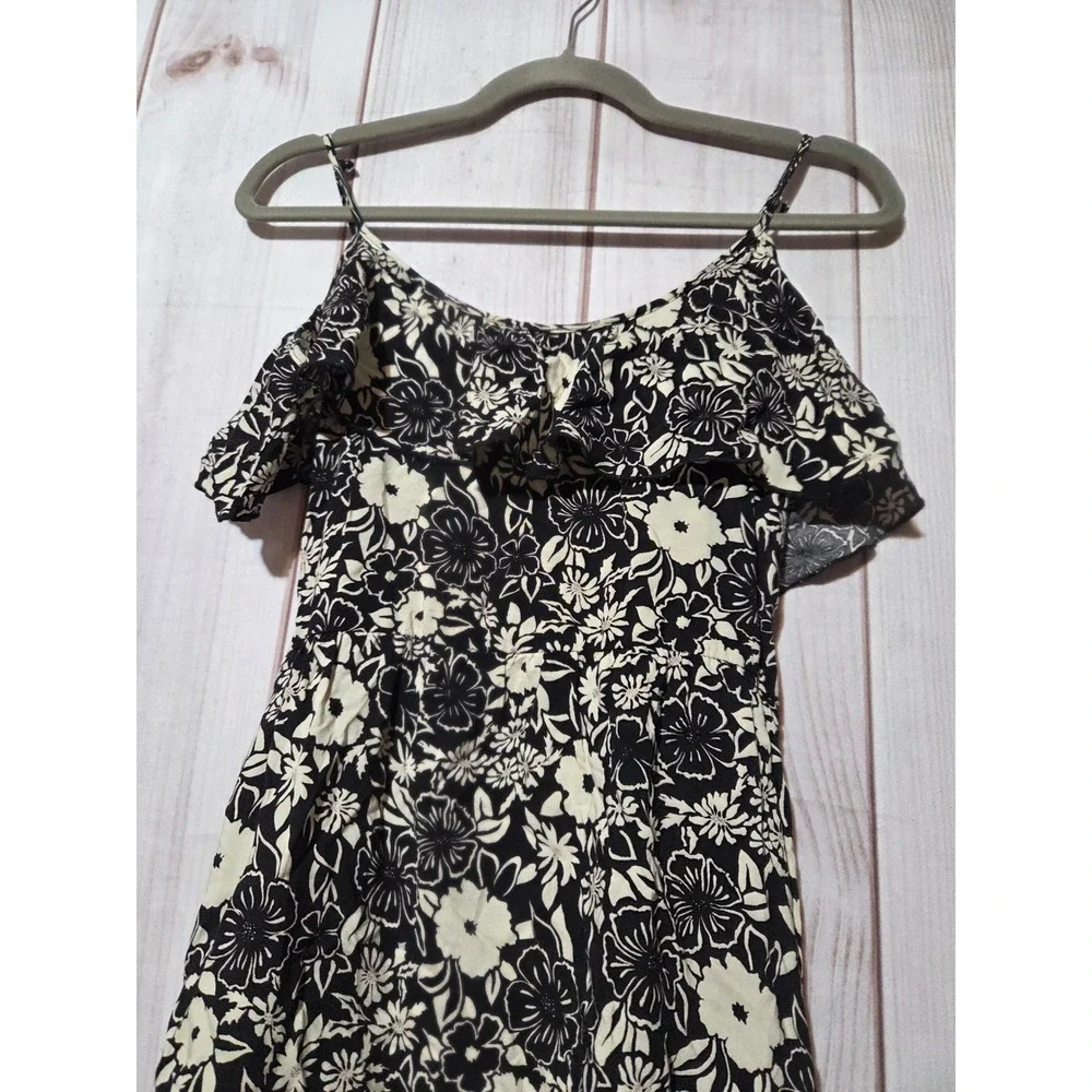 Hollister Black White Floral Ruffle Mini Dress XS Beach‎ Summer